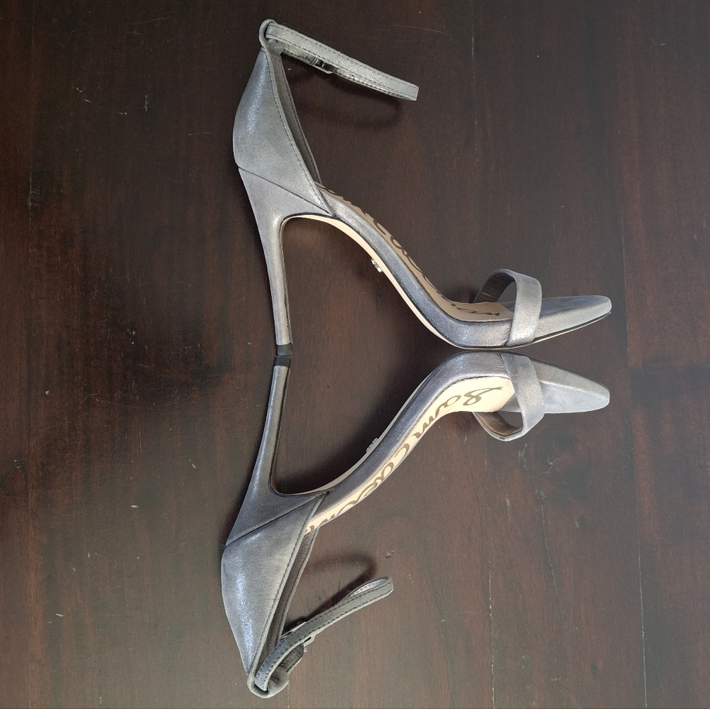 SAM EDELMAN "Ariella" Leather Stiletto Ankle Strap Dress Sandal-Silver- Size 6 - Picture 5 of 12